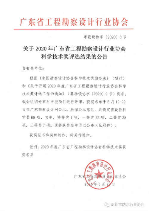 深圳市防水行業(yè)協(xié)會“建設(shè)領(lǐng)域防水工程菜單式智慧設(shè)計(jì)技術(shù)”榮獲科學(xué)技術(shù)建筑工程類二等獎